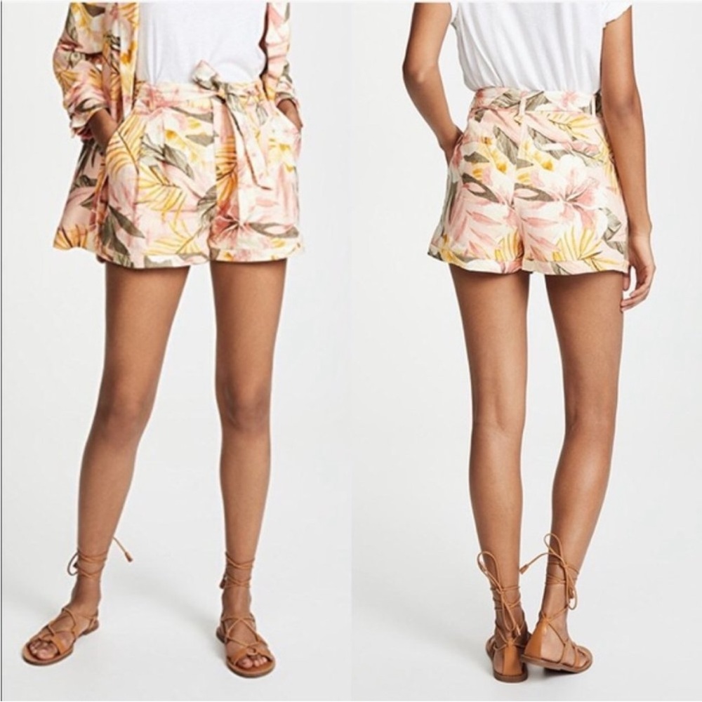 Joie Jaklynn Linen Shorts in Dusty Nude Pink Floral Tie Waist Women’s Sz 4